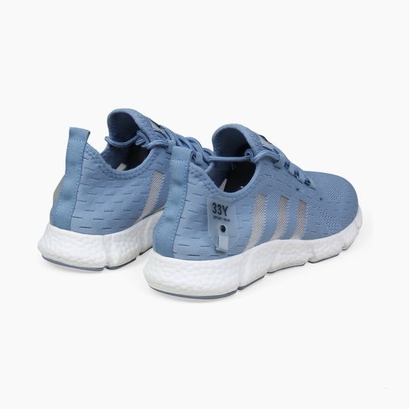 Men's Low Top Ribbed Foam Sole Lace Up Sneaker in Blue Breathable Fabric Upper - Picture 2 of 4